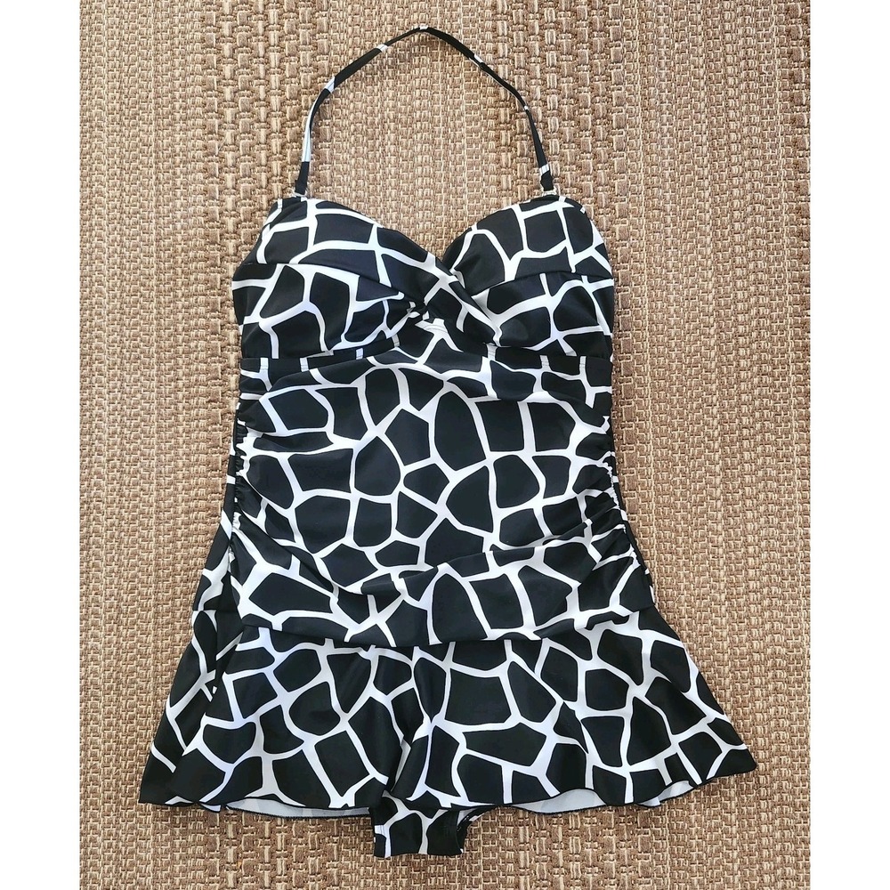 Shore Shapes Size 14 One Piece With Skirt Strapless Or Neck Strap Swimwear Suit